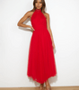 Robe Midi Col Halter en Mesh pour Femmes