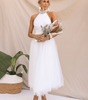 Robe Midi Col Halter et Col en Mesh pour Femmes