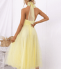 Robe Midi Col Halter en Mesh pour Femmes