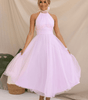 Robe Midi Col Halter et Col en Mesh pour Femmes