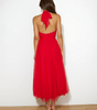 Robe Midi Col Halter et Col en Mesh pour Femmes