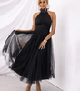 Robe Midi Col Halter en Mesh pour Femmes