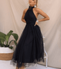 Robe Midi Col Halter et Col en Mesh pour Femmes