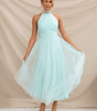Robe Midi Col Halter en Mesh pour Femmes