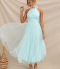 Robe Midi Col Halter en Mesh pour Femmes