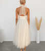 Robe Midi Col Halter et Col en Mesh pour Femmes