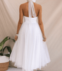 Robe Midi Col Halter et Col en Mesh pour Femmes