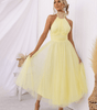 Robe Midi Col Halter en Mesh pour Femmes
