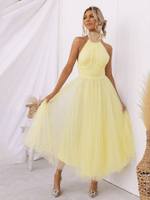 Robe Midi Col Halter en Mesh pour Femmes