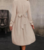 Robe Midi Jupe Plissée et Manches Longues pour Femmes
