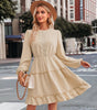 Robe Midi Col Rond et Volants pour Femmes