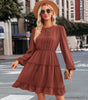 Robe Midi Col Rond et Volants pour Femmes