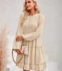Robe Midi Col Rond et Volants pour Femmes