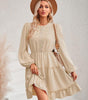 Robe Midi Col Rond et Volants pour Femmes