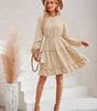 Robe Midi Col Rond et Volants pour Femmes