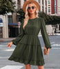Robe Midi Col Rond et Volants pour Femmes