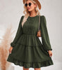 Robe Midi Col Rond et Volants pour Femmes