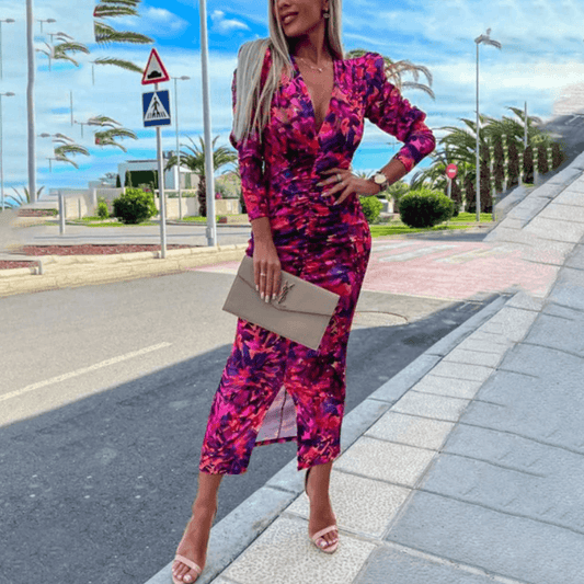 Robe Midi Imprimé Tropical pour Femmes
