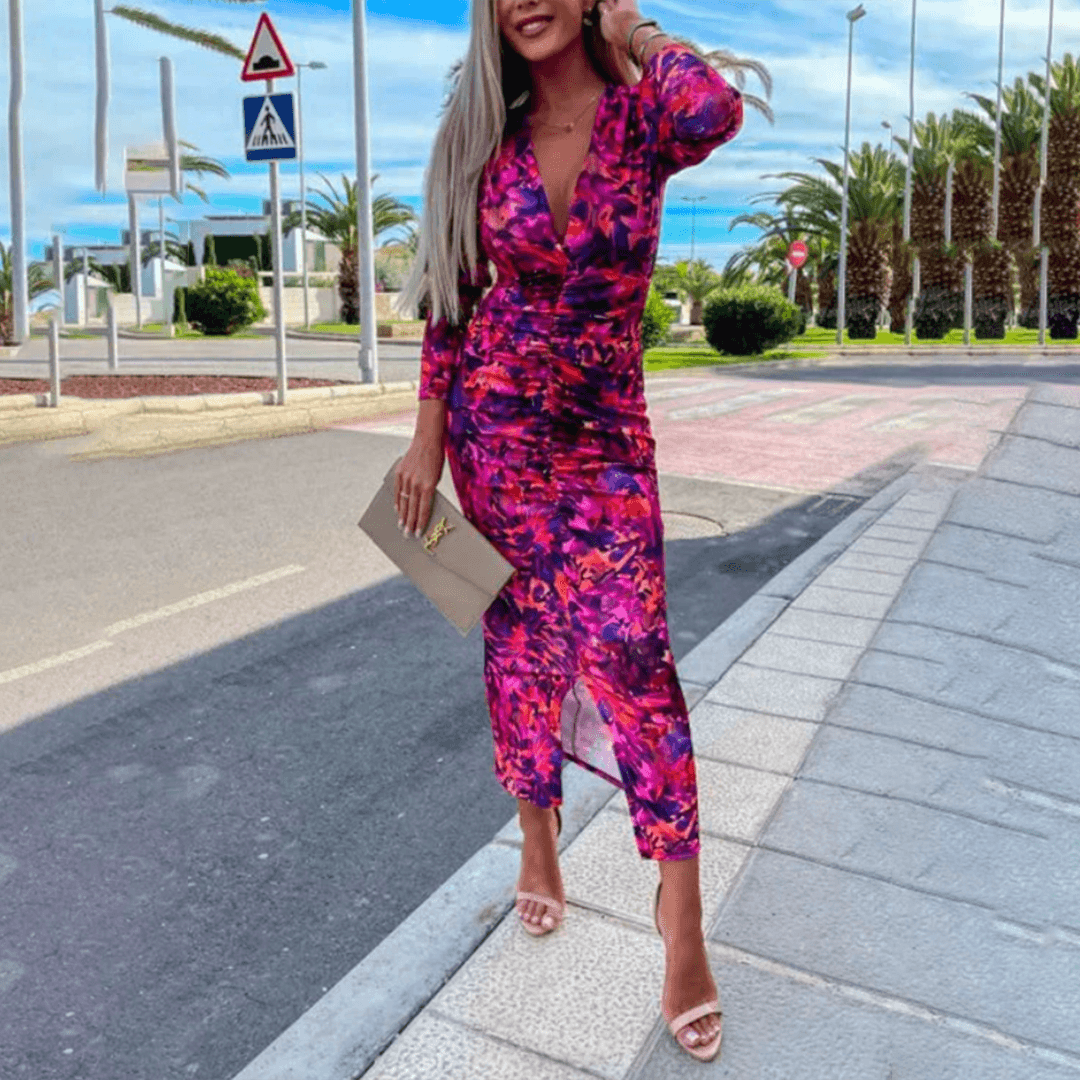 Robe Midi Imprimé Tropical pour Femmes