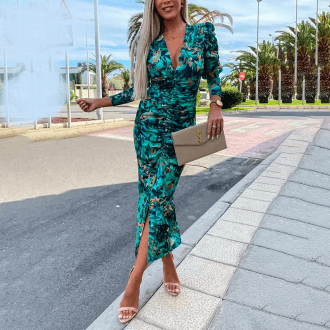 Robe Midi Imprimé Tropical pour Femmes