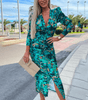 Robe Midi Imprimé Tropical pour Femmes