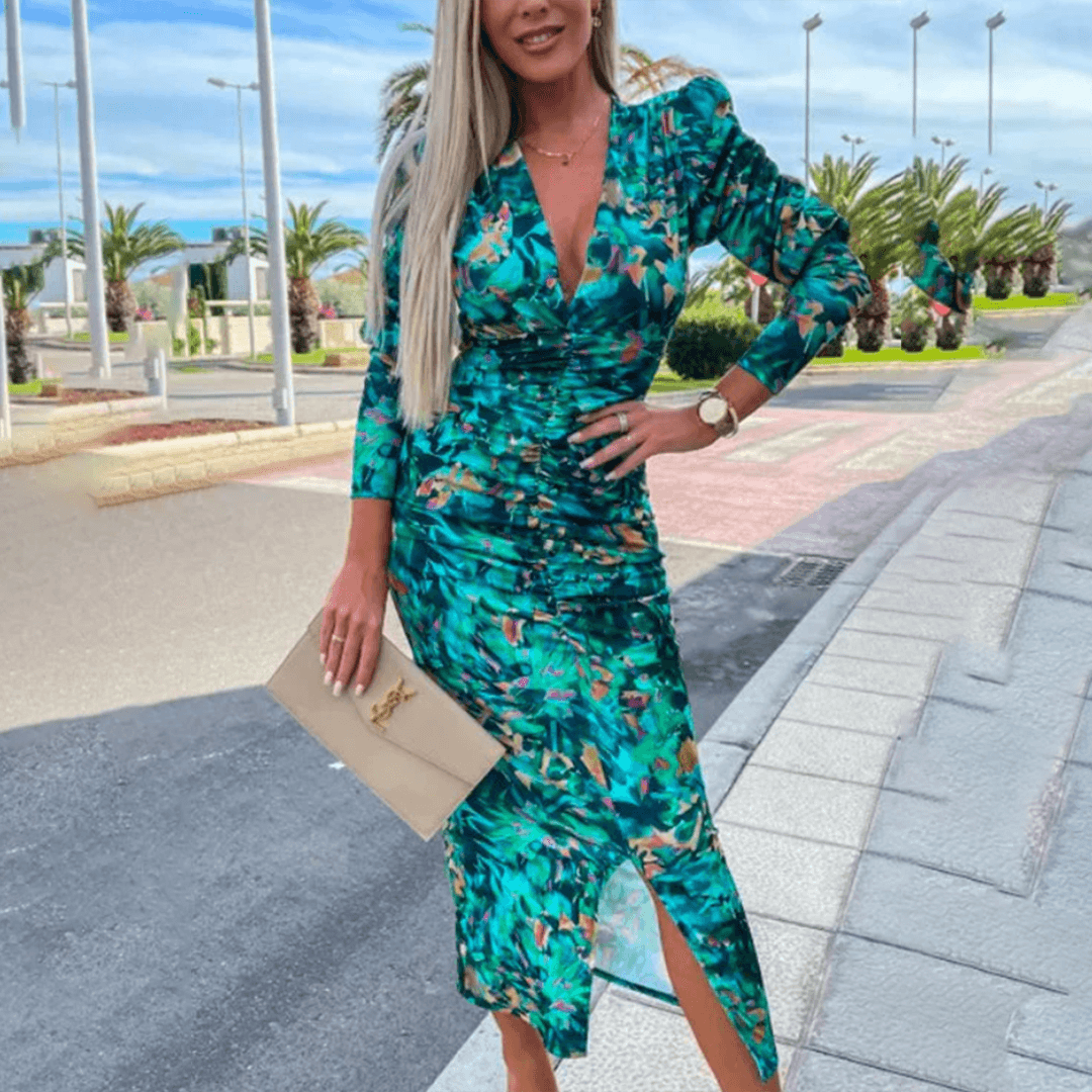 Robe Midi Imprimé Tropical pour Femmes