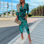 Robe Midi Imprimé Tropical pour Femmes