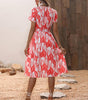 Robe Midi Décolleté en V Imprimé Feuilles pour Femmes