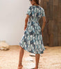 Robe Midi Décolleté en V Imprimé Feuilles pour Femmes