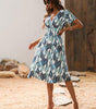 Robe Midi Décolleté en V Imprimé Feuilles pour Femmes