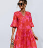 Robe Midi Décolleté en V Imprimé Floral pour Femmes