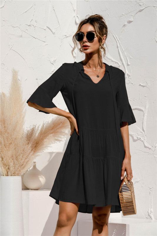Robe Midi Décolleté en V Imprimé Floral pour Femmes