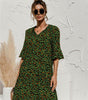 Robe Midi Décolleté en V Imprimé Floral pour Femmes
