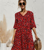 Robe Midi Décolleté en V Imprimé Floral pour Femmes