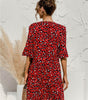 Robe Midi Décolleté en V Imprimé Floral pour Femmes