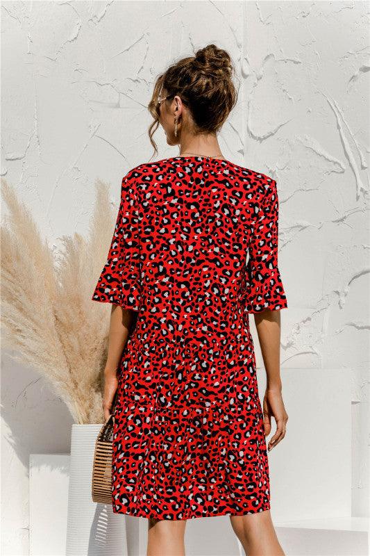 Robe Midi Décolleté en V Imprimé Floral pour Femmes