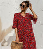 Robe Midi Décolleté en V Imprimé Floral pour Femmes