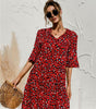 Robe Midi Décolleté en V Imprimé Floral pour Femmes