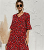 Robe Midi Décolleté en V Imprimé Floral pour Femmes