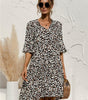 Robe Midi Décolleté en V Imprimé Floral pour Femmes