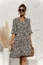 Robe Midi Décolleté en V Imprimé Floral pour Femmes