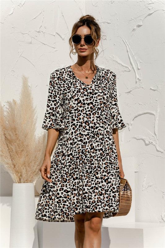 Robe Midi Décolleté en V Imprimé Floral pour Femmes