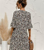 Robe Midi Décolleté en V Imprimé Floral pour Femmes
