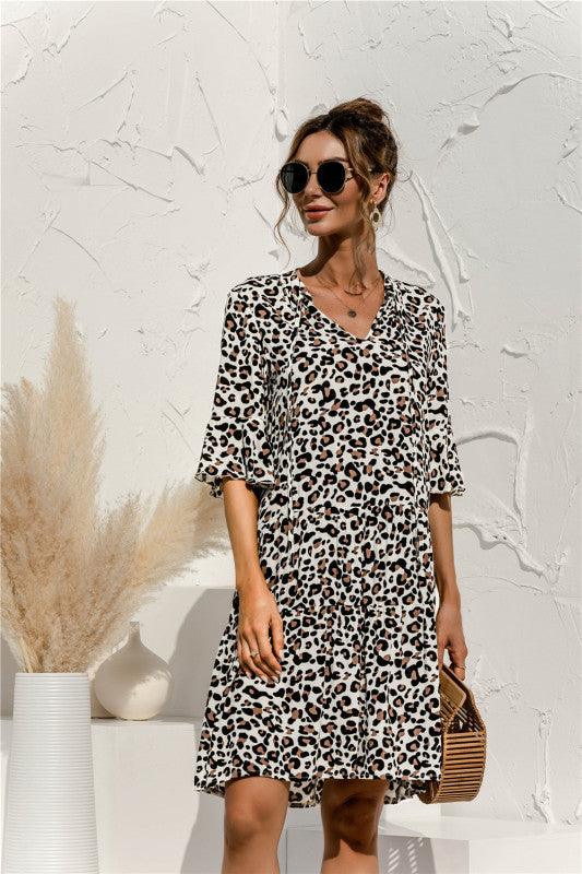 Robe Midi Décolleté en V Imprimé Floral pour Femmes