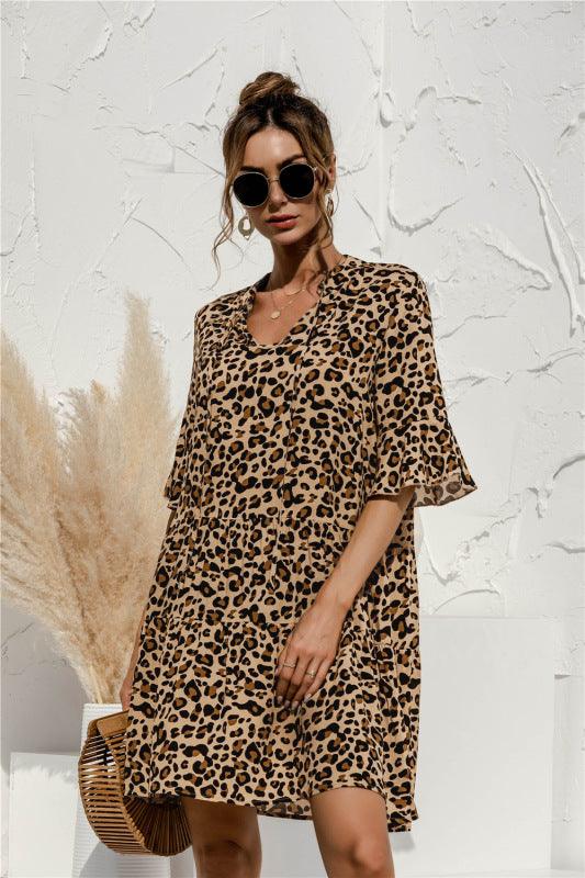 Robe Midi Décolleté en V Imprimé Floral pour Femmes