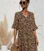 Robe Midi Décolleté en V Imprimé Floral pour Femmes