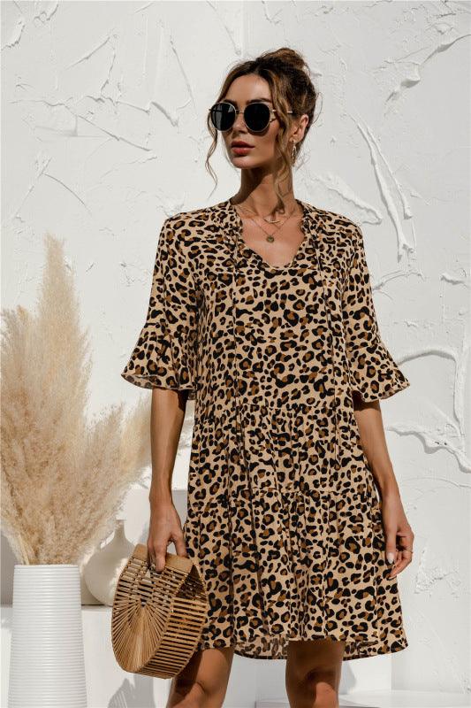 Robe Midi Décolleté en V Imprimé Floral pour Femmes