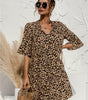 Robe Midi Décolleté en V Imprimé Floral pour Femmes