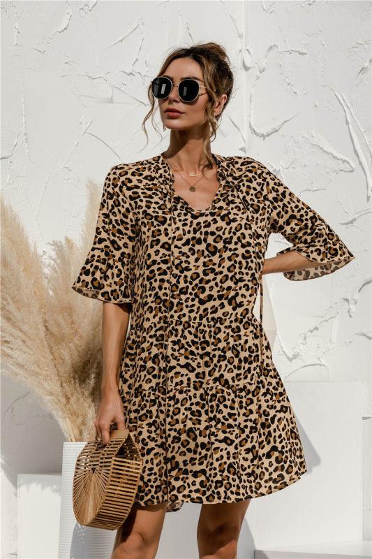 Robe Midi Décolleté en V Imprimé Floral pour Femmes