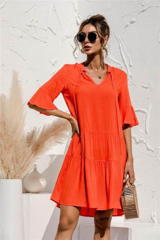 Robe Midi Décolleté en V Imprimé Floral pour Femmes